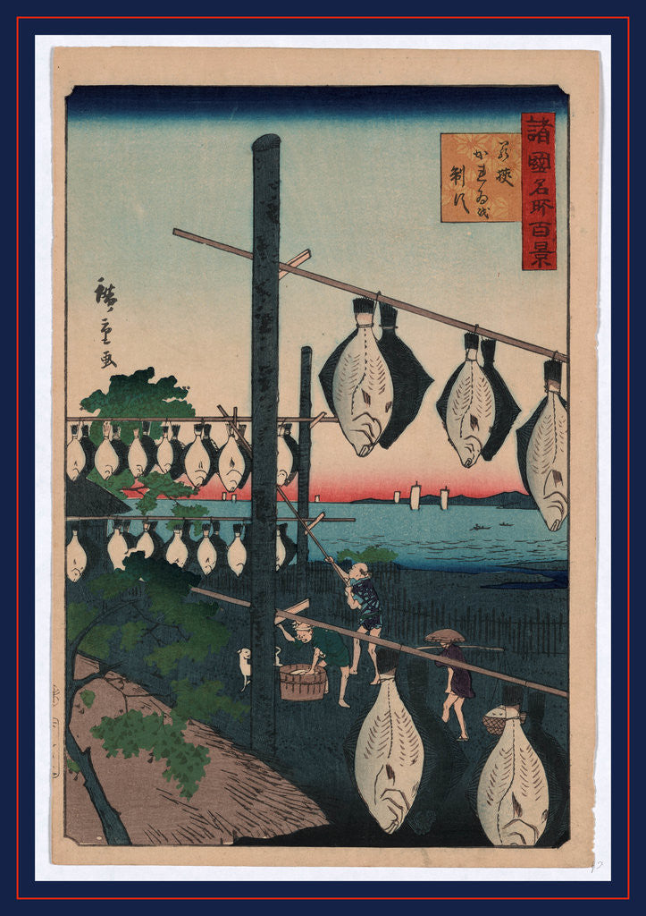 Wakasa karei o seisu, Conquered Wakasa dried flatfish by Utagawa Hiroshige