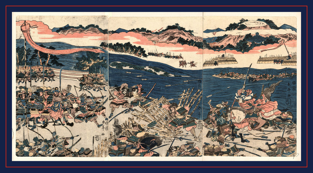Detail of Kawanakajima no kassen, Battle at Kawanakajima by Katsukawa Shuntei