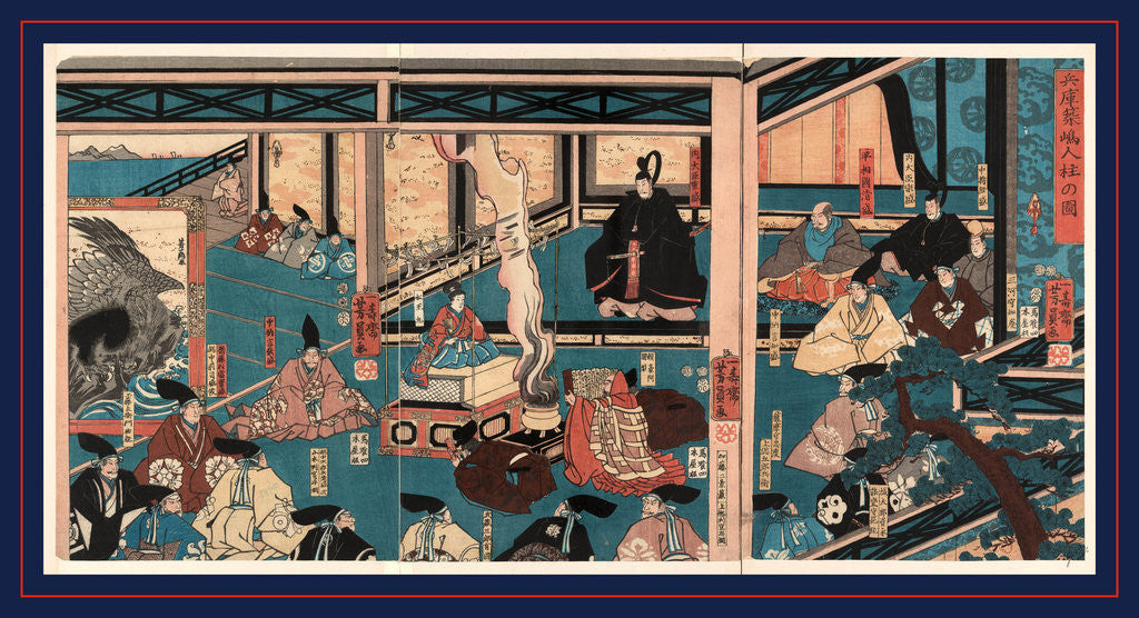 Detail of Hyogo chikuto hitobashira no zu, Marking the new site for the capital at Hyogo by Utagawa Yoshikazu