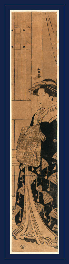 Detail of Ogiya hanaogi yujo, Courtesan by Katsukawa