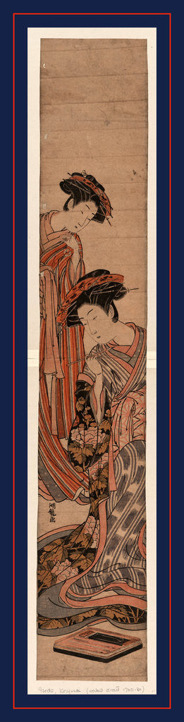 Detail of Yujo to sinzou, A courtesan and her apprentice (Shinzo) by Isoda Koryusai