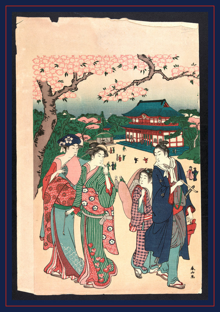 Detail of Ueno no hanami, Cherry blossom viewing at Ueno by Katsukawa Shunzan