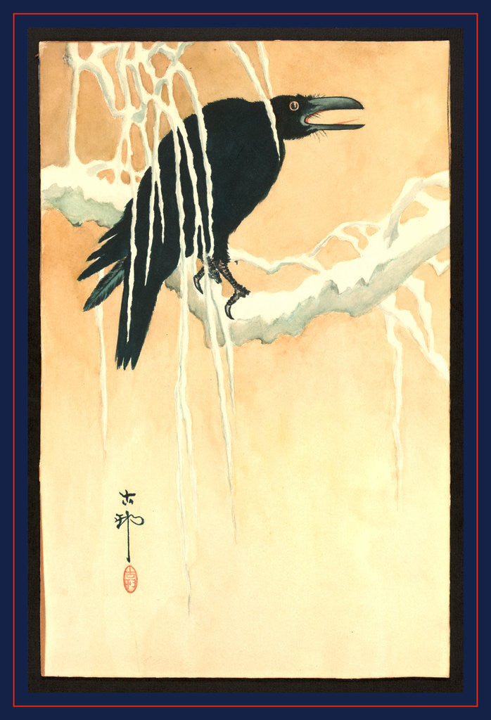 Detail of Yuki yanagi ni karasu by Ikeda Koson