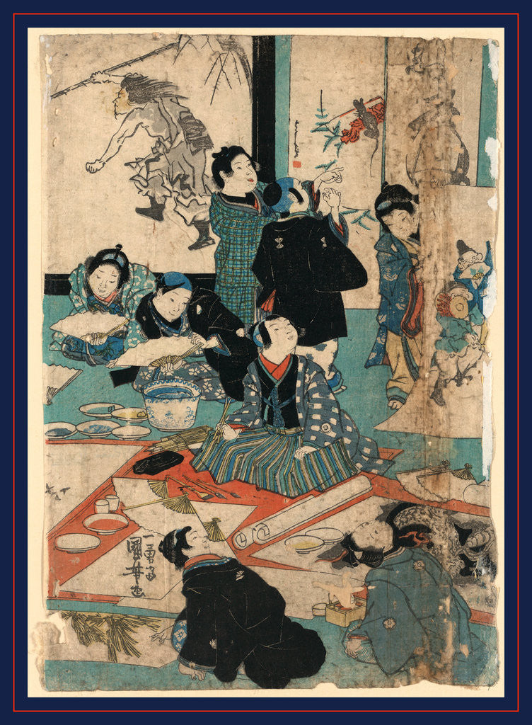 Detail of Children Painting on Large Sheets of Paper by Anonymous