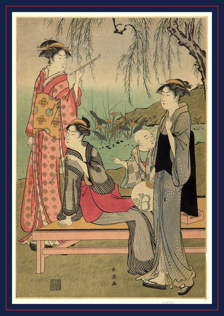 Detail of Yanagi no niwa, Willow garden by Katsukawa
