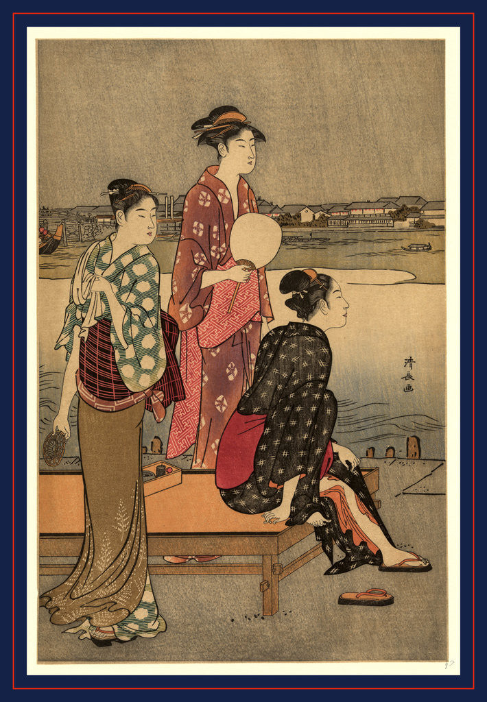 Detail of Okawabata yuryo, Cooling off near the river bank by Torii Kiyonaga