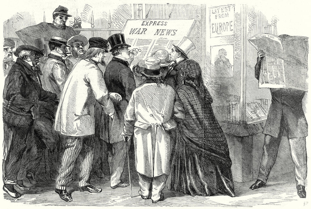 Detail of The War in America Reading the War News in Broadway New York 15 June 1861 by Anonymous