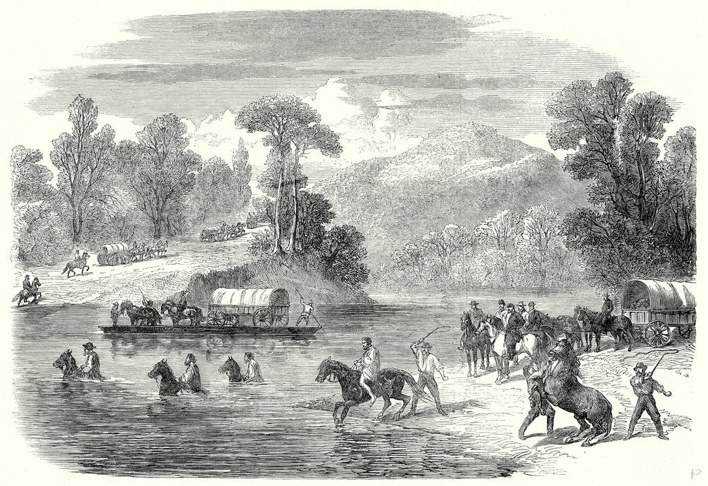 Detail of End of the American Civil War: The Last Days of the Confederate Government the Train of the Confederates Crossing the Pe-Dee River North Carolina 22 July 1865 by Anonymous