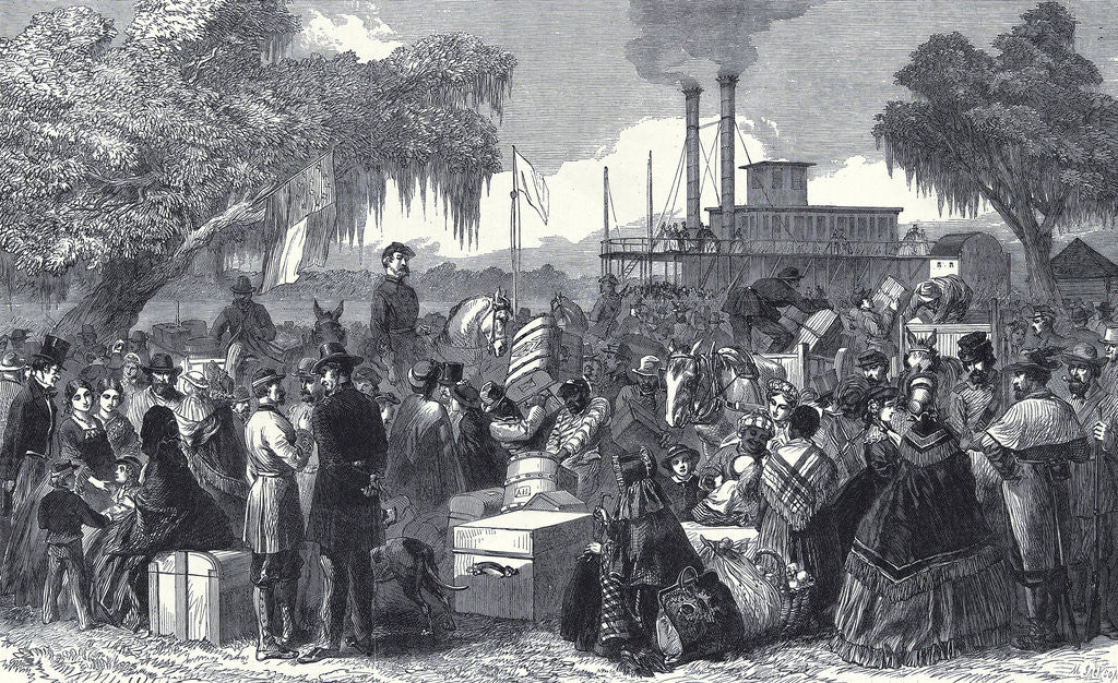 Detail of The American Civil War: Arrival of a Federal Steamer with Flag of Truce at Madisonville Lake Portchartrain 11 April 1863 by Anonymous