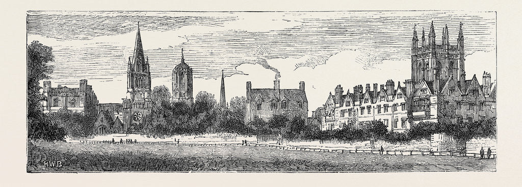 Detail of Oxford: Christ Church and Merton from Christ Church Meadow by Anonymous