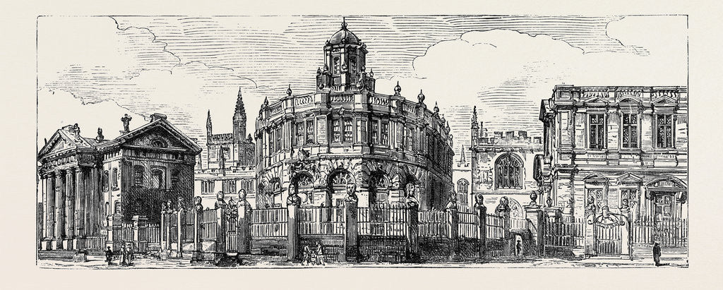 Detail of Oxford: The Old Ashmolean, the Sheldonian Theatre, from Broad Street by Anonymous