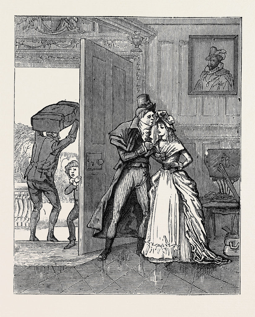 Detail of How I Joined the Hundred-and-Fiftieth, a Reminiscence of the Eighteenth Century: Sad Parting with Cousin Louisa by Anonymous