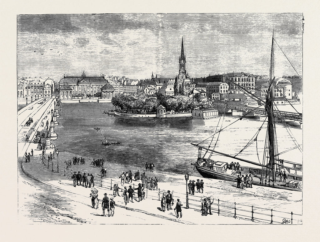 Detail of The Royal Silver Wedding at Stockholm, Views of the City: The Cathedral of Riddarholmen, Where the Kings of Sweden Are Crowned and Buried by Anonymous