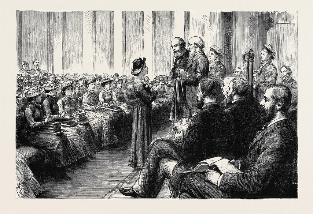 Detail of Sir P. Cunliffe Owen Distributing Prizes to the Students of the Bloomsbury Female School of Art at the Freemasons' Tavern by Anonymous