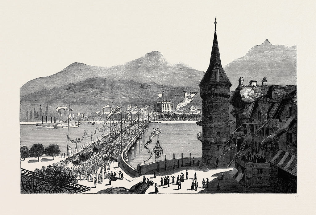 Detail of Opening of the Gothard Tunnel: Reception of the Italian and German Parliamentary Deputies at Luzern by Anonymous