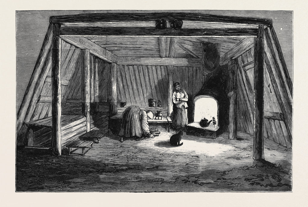 Detail of The Survivors of the Jeannette in Siberia: Interior of a Siberian Convict Hut by Anonymous