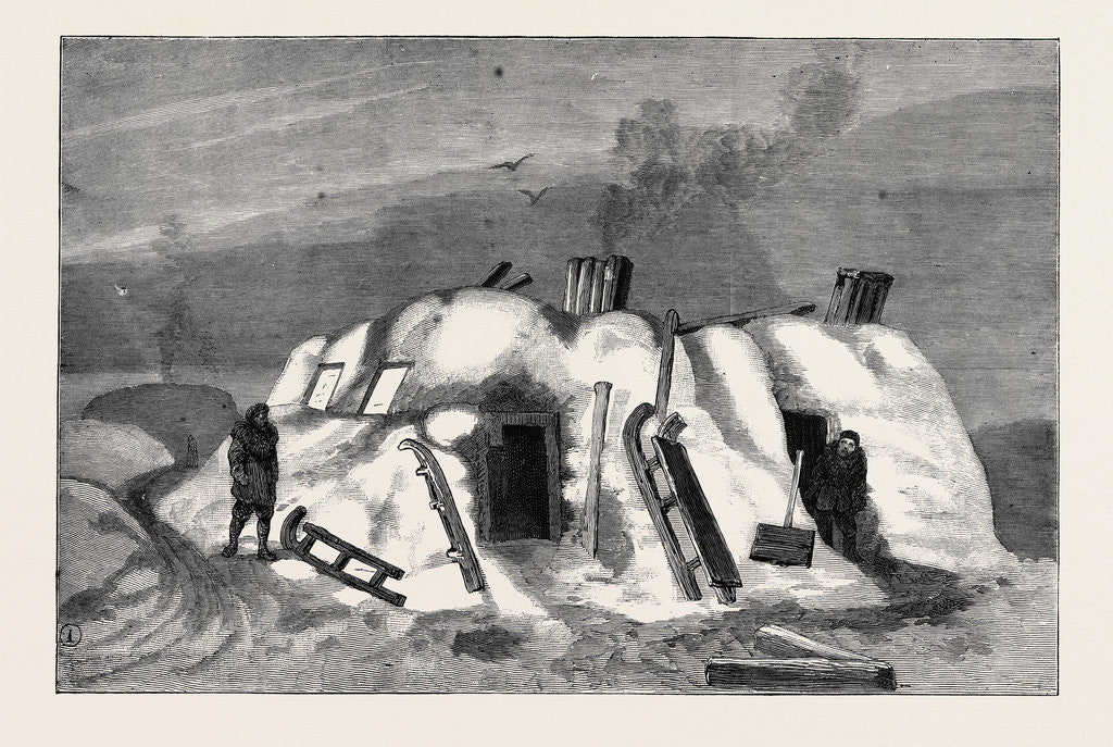 Detail of The Survivors of the Jeannette in Siberia: Exterior of a Siberian Convict Hut by Anonymous