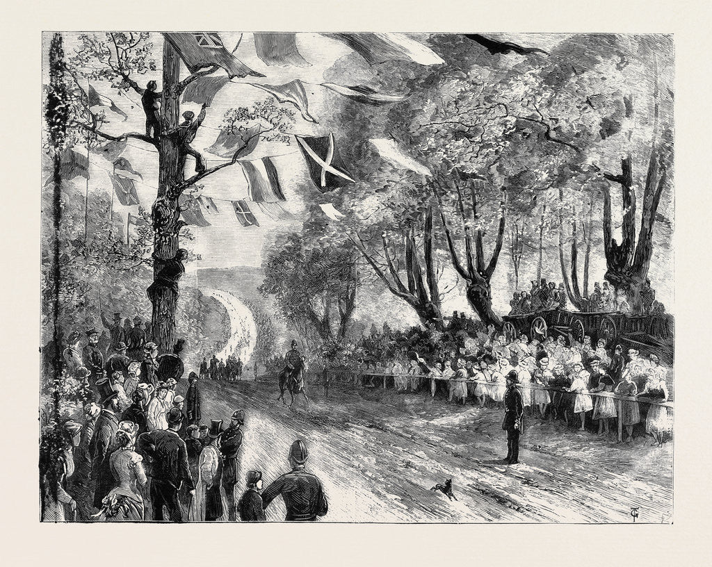 Detail of The Queen's Visit to Epping Forest: The Royal Procession Entering High Beech Wood by Anonymous