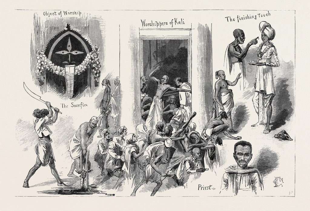 Detail of Round the World Yachting in the Ceylon, Calcutta: Worshipping Kali by Anonymous