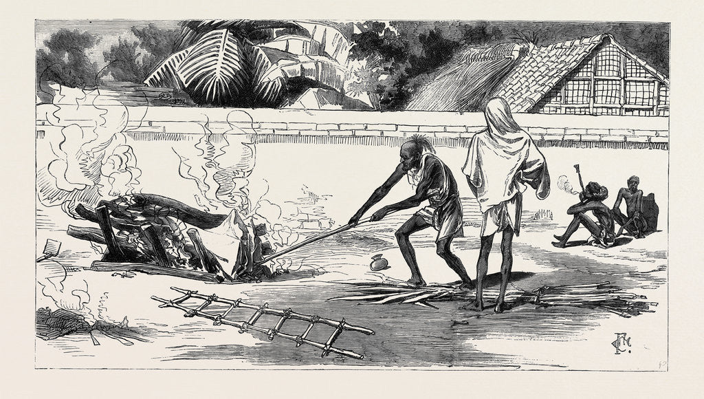 Detail of Round the World Yachting in the Ceylon, Calcutta: Cremation by Anonymous