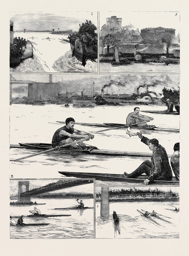 Detail of The Sculling Match on the Tyne Between Hanlan and Boyd for the Championship of the World by Anonymous