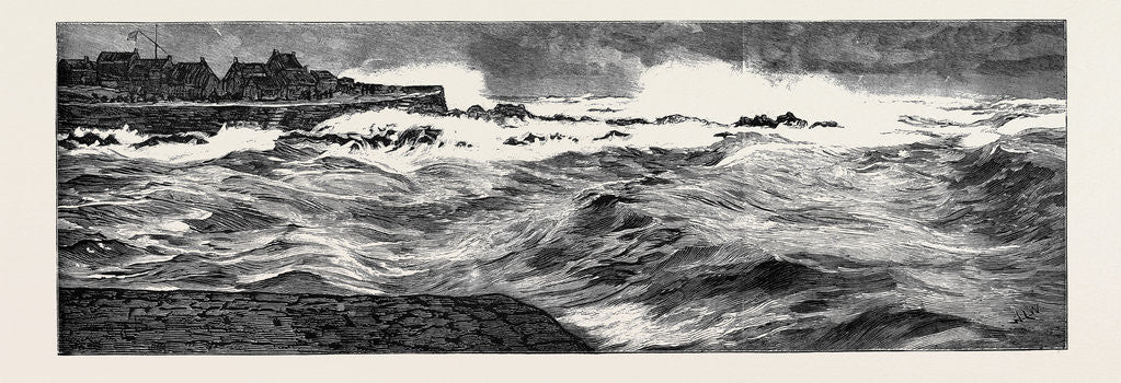 Detail of Pouring Oil on the Troubled Waters at Peterhead, March 1, 1882: Effect of the Oil after Forty-Five Minutes' Pumping by Anonymous