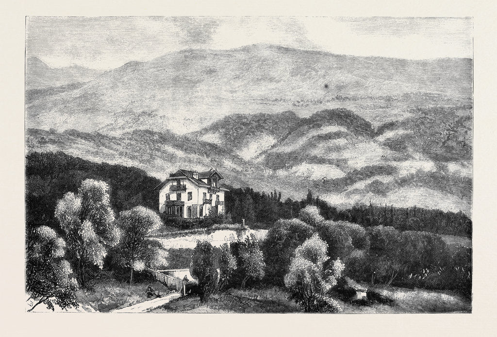 Detail of Her Majesty's Visit to Mentone: The Châlet Des Rosiers, with the Mountains behind It by Anonymous