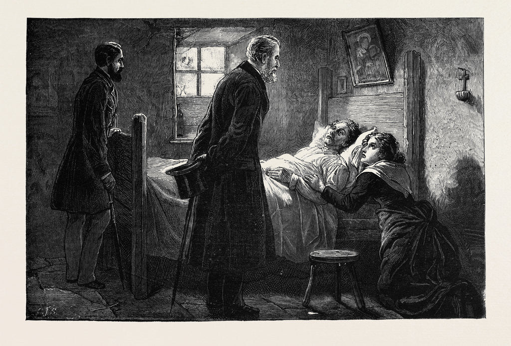 Detail of The Condition of Ireland: Mr. Forster Visiting a Victim of Captain Moonlight at Tulla, County Clare by Anonymous