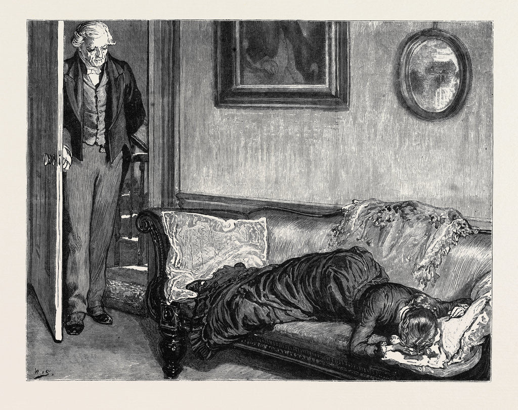 Detail of Marion Fay: A Novel: She Threw Herself at Full Length on the Sofa, and Burst Into an Ecstasy of Tears. Then Her Father Returned to Her. by Anonymous