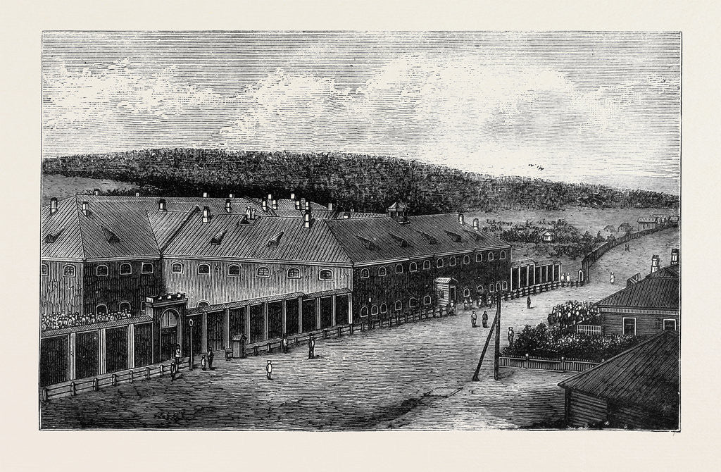 Detail of Siberia: The Alexandreffsky Central Prison, Near Irkutsk by Anonymous