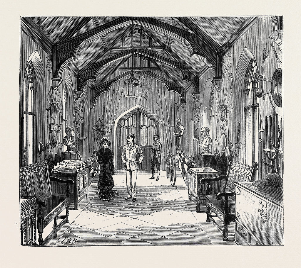 Detail of The Empress of Austria at Combermere, Cheshire: The Armoury in the Entrance Hall by Anonymous