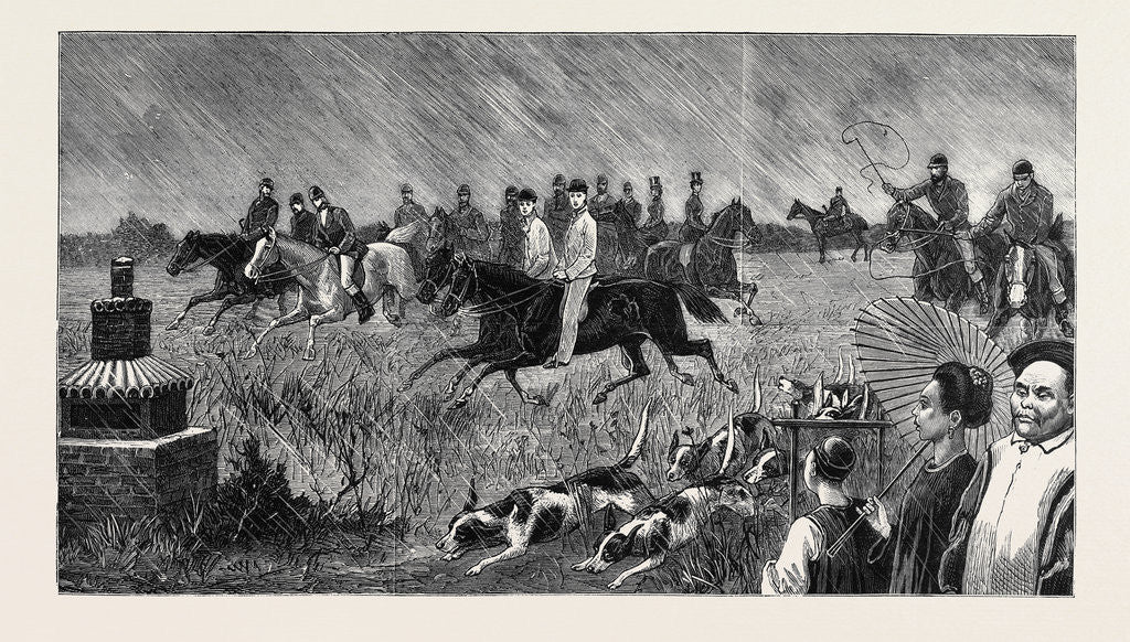 Detail of The Young Princes on Their Cruise, Shanghai: A Drag-Hunt in the Rain: The Start by Anonymous