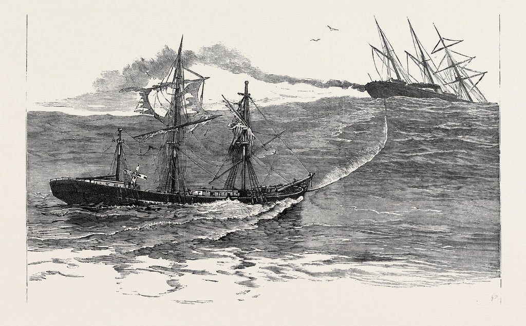 Detail of A Disaster at Sea: The S.S. Palmyra Towing the Derelict Barque Norton Towards Falmouth by Anonymous