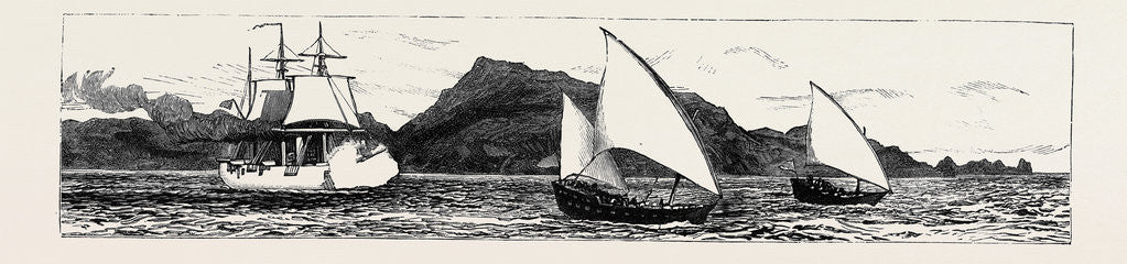 Detail of The Slave Trade on the East Coast of Africa: H.M.S. Philomel Chasing Slave Dhows in the Straits of Babel-Mandeb by Anonymous