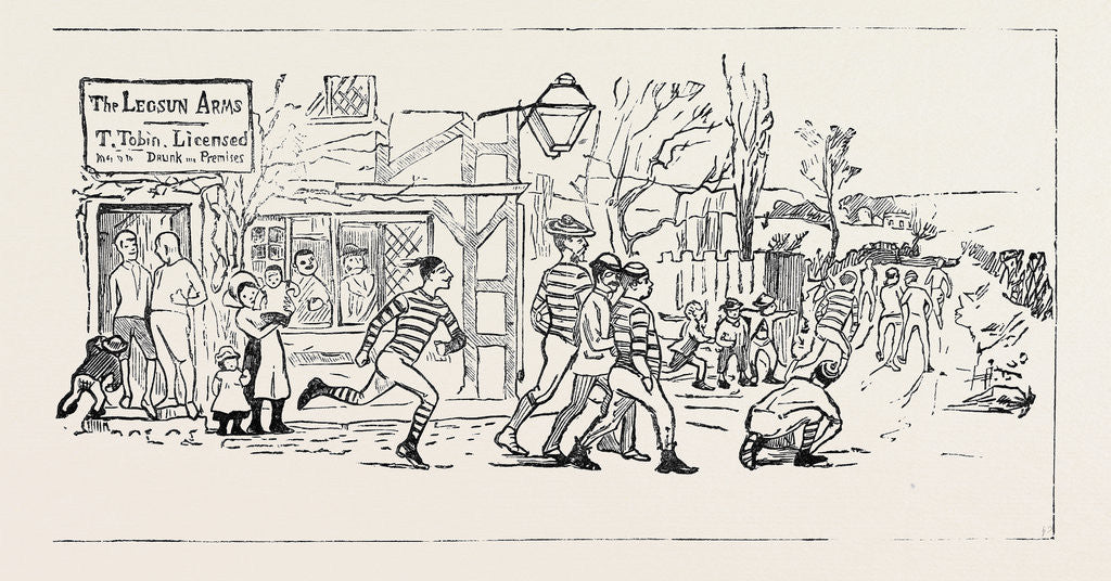 Detail of Our Great Football Match, Pelicans Versus Phantoms: Our Dressing Room, the Phantom Captain (Loq.), is that All? by Anonymous