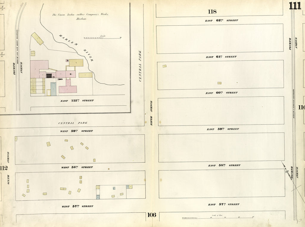 Detail of Map bounded by East 62nd Street, Fourth Avenue, East 57th Street, West 57th Street, Sixth Avenue, West 59th Street. 1857 by Anonymous