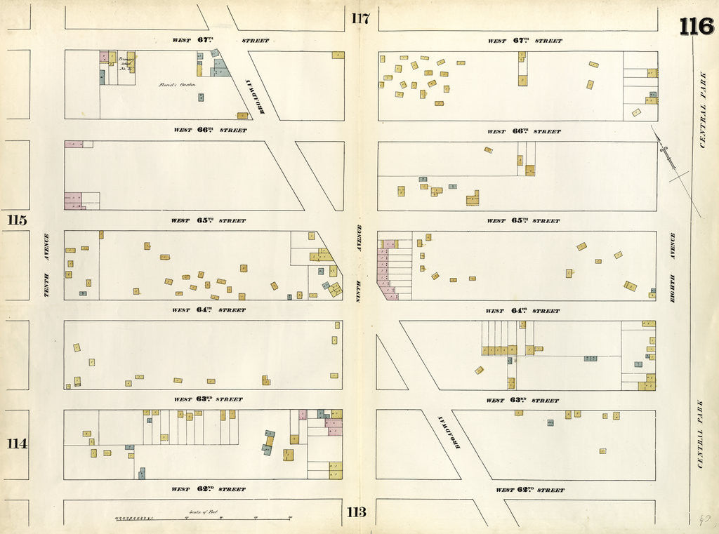 Detail of Map bounded by West 67th Street, Eighth Avenue, West 62nd Street, Tenth Avenue. 1857 by Anonymous