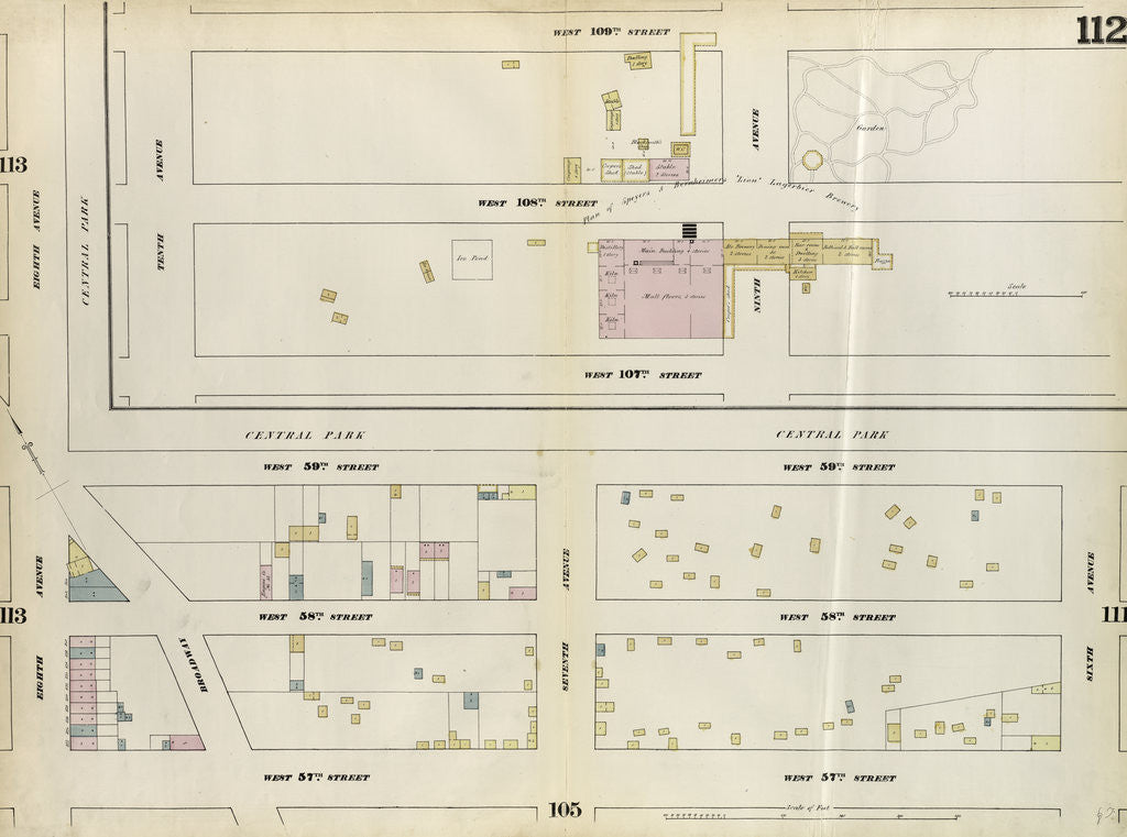 Detail of Map bounded by West 59th Street, Sixth Avenue, West 57th Street, Eighth Avenue. 1857 by Anonymous