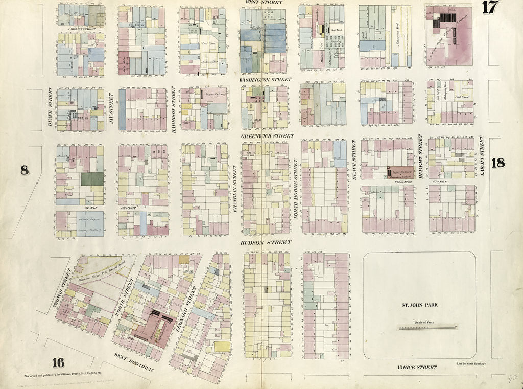 Detail of Map bounded by Laight Street, Varick Street, Franklin Street, West Broadway by Anonymous