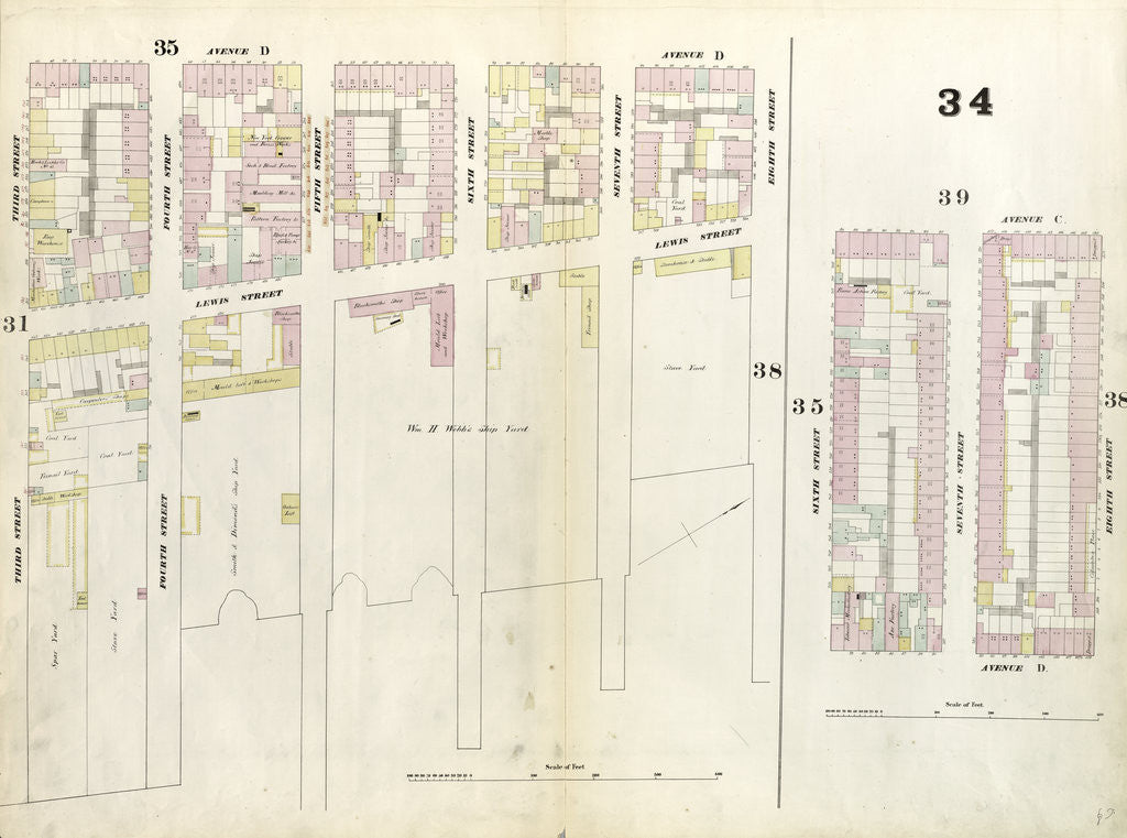 Detail of Map bounded by 8th Street, East river, 3rd Street, Avenue D, 6th Street, Aventue C. 1857 by Anonymous