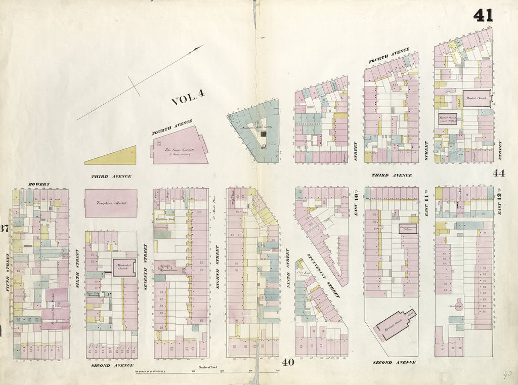 Detail of Map bounded by East 12th Street, Second Avenue, 5th Street, Fourth Avenue. 1857 by Anonymous