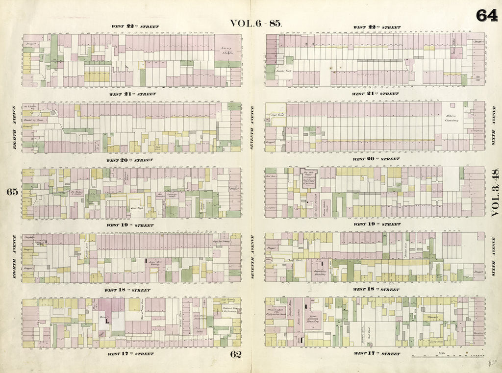 Detail of Map bounded by West 22nd Street, Sixth Avenue, West 17th Street, Eight Avenue. 1857 by Anonymous