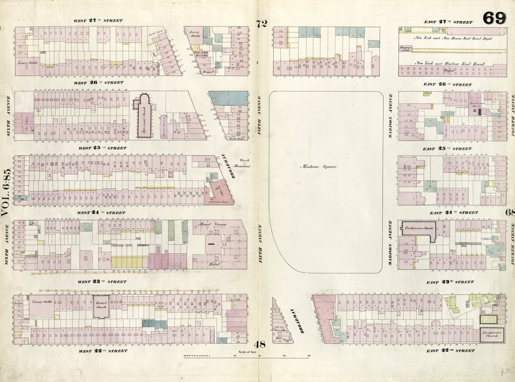 Detail of Map bounded by West 27th Street, East 27th Street, Fourth Avenue, East 22nd Street, West 22nd Street, Sixth Avenue. 1857 by Anonymous