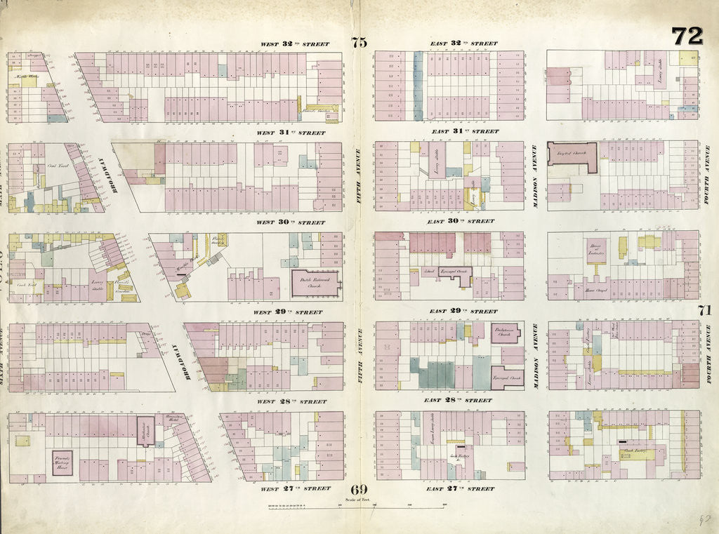 Detail of Map bounded by West 32nd Street, East 32nd Street, Fourth Avenue, East 27th Street, West 27th Street, Sixth Avenue. 1857 by Anonymous
