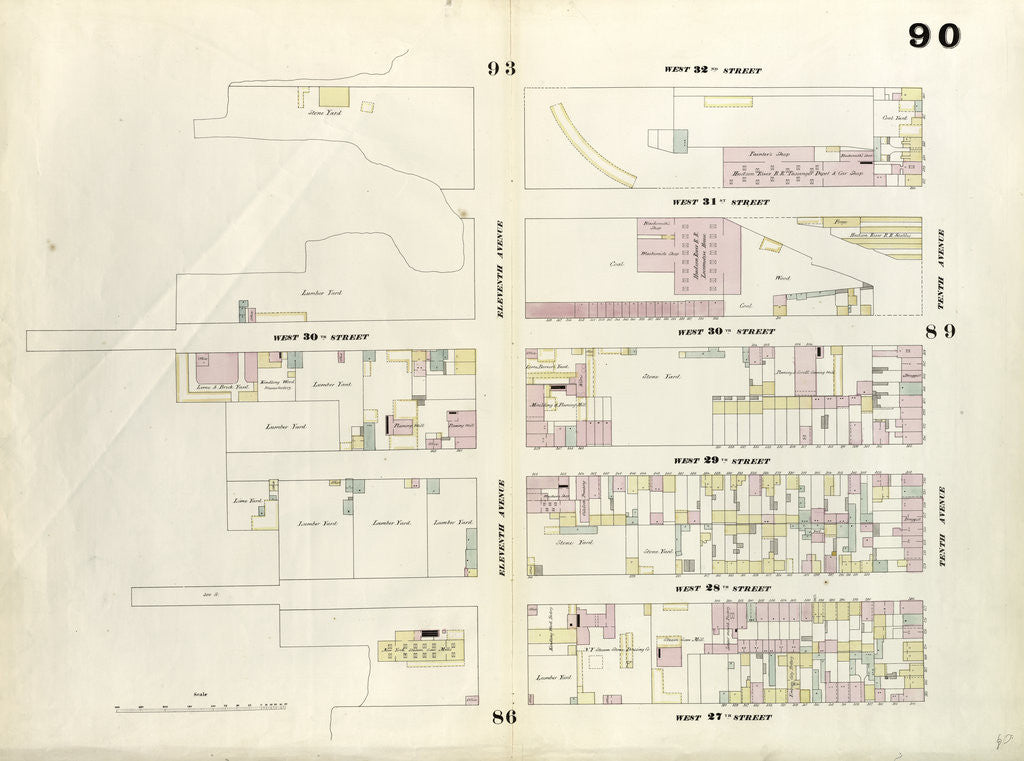 Detail of Map bounded by West 32nd Street, Tenth Avenue, West 27th Street, Hudson River. 1857 by Anonymous