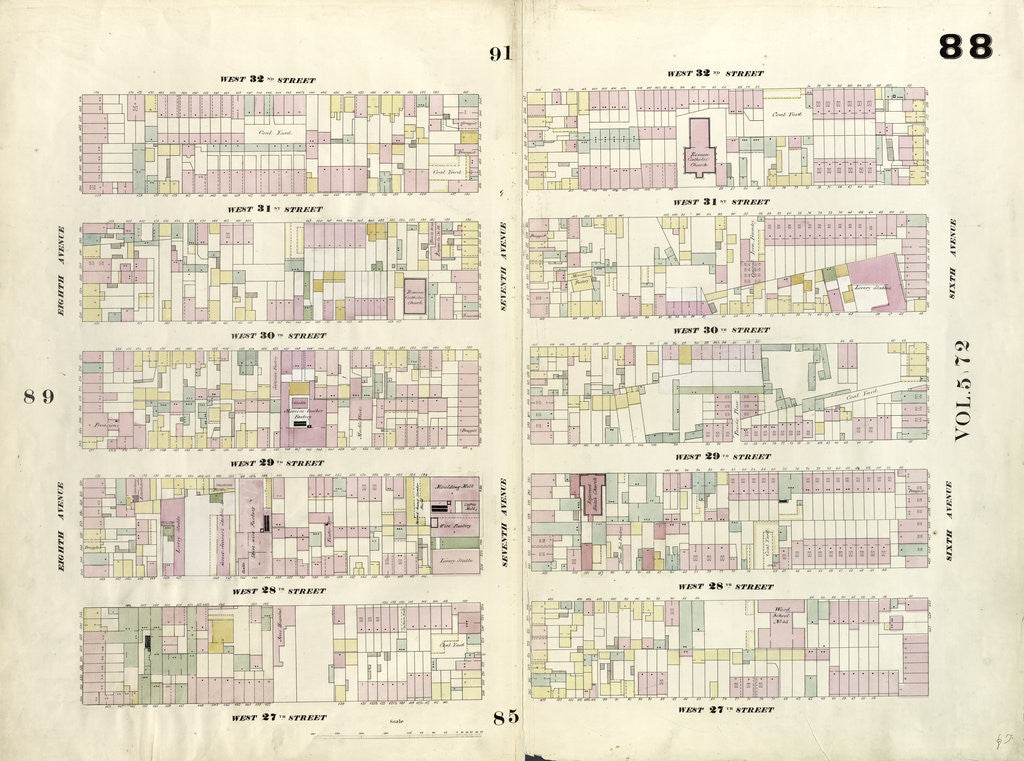 Detail of Map bounded by West 32nd Street, Sixth Avenue, West 27th Street, Eighth Avenue. 1857 by Anonymous