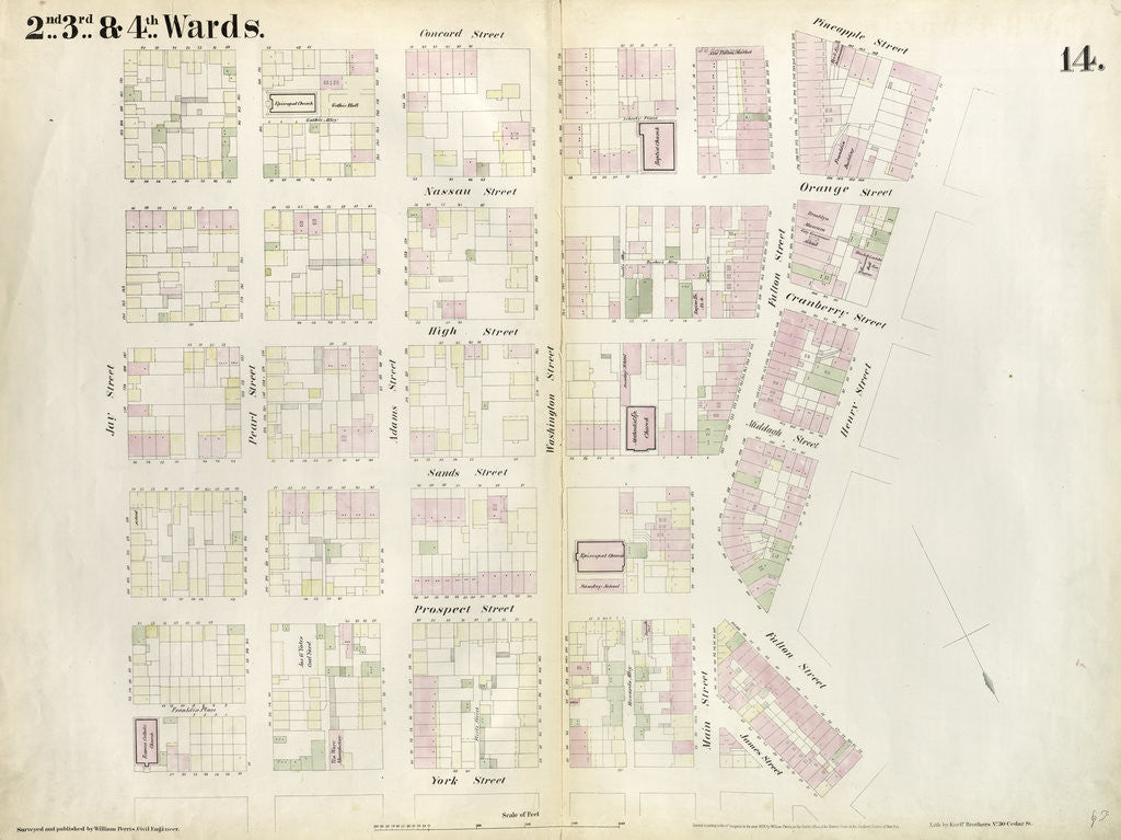 Detail of Map bounded by Market, James Street, York Street, Jay Street, Concord Street, Fulton Avenue, Pineapple Street, Henry Street, Fulton Avenue. 1855 by Anonymous