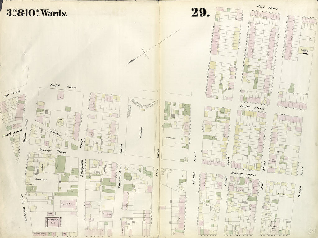 Detail of Map bounded by Joralemon Street, Fulton Street, Smith Street, Atlantic Avenue, Hoyt Street, Bergen Street, Court Street. 1855 by Anonymous