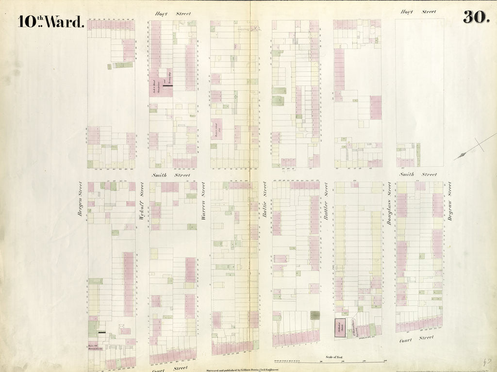 Detail of Map bounded by Bergen Steet, Hoyt Street, Degraw Street, Court Street. 1855 by Anonymous