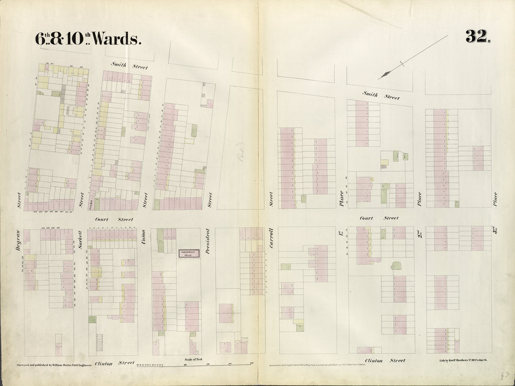 Detail of Map bounded by Degraw Street, Smith Street, Third Place, Clinton Street. 1855 by Anonymous